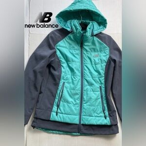 NEW BALANCE Women's Teal and Gray Jacket - Medium